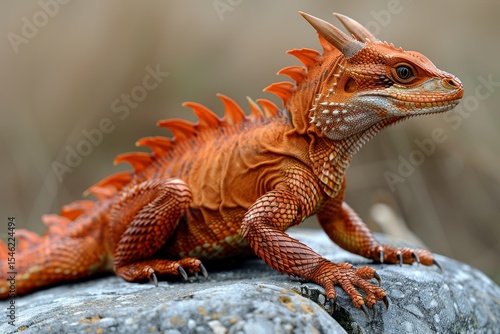 Orange lizard resting on a rock in a natural habitat during daylight