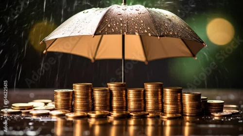 Wallpaper Mural Protecting your investments: Rainy day savings under an umbrella concept for financial stability Torontodigital.ca