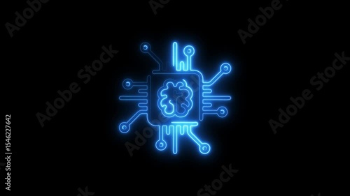 Wallpaper Mural Glowing neon brain icon within a circuit board representing artificial intelligence Torontodigital.ca