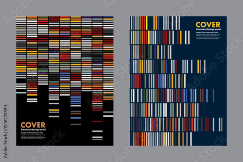 Abstract vector background design featuring dynamic bars in a structured yet randomized layout. Inspired by data flow, digital systems, for covers, annual reports or data-driven branding.