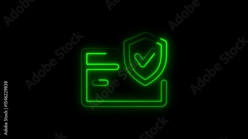 Animated neon credit card security symbol indicating approved secure payments