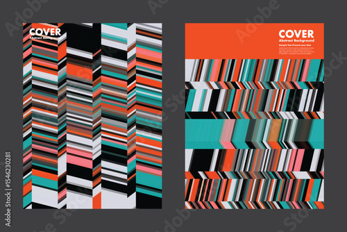 Abstract vector background featuring dense multicolor stripes in angled sequences. The structured layout suggests rhythm, data layers, and modern digital systems. For covers, tech design, presentation