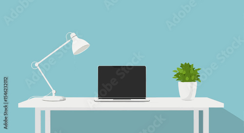 Minimalist Home Office Vector Illustration