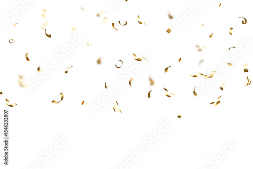 Golden confetti on white background