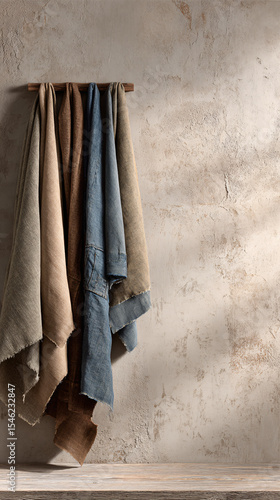 Washed Denim and Neutral Fabric Swatches