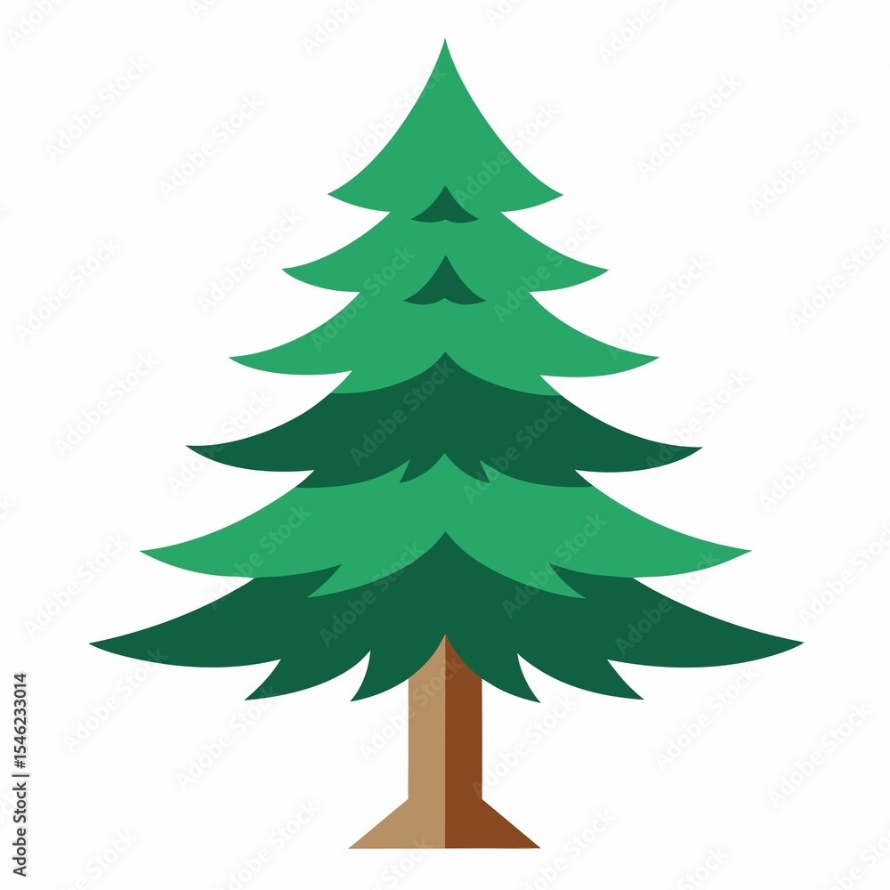 Simple green pine tree icon isolated on white background Simple green pine tree icon isolated on white background