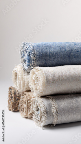Washed Denim and Neutral Fabric Swatches