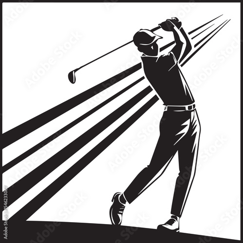 Golf player silhouette vector illustration of a man golfer in action