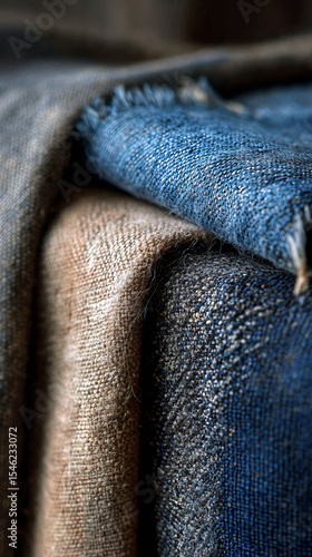 Washed Denim and Neutral Fabric Swatches