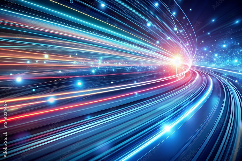 Abstract glowing light streaks curve forming a tunnel, futuristic digital speed concept Abstract glowing light streaks curve forming a tunnel, futuristic digital speed concept