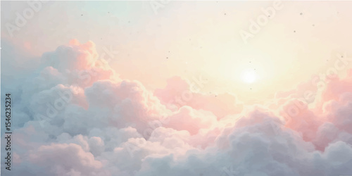 Blue sky with white clouds and bright sunlight creates a beautiful and clear day atmosphere