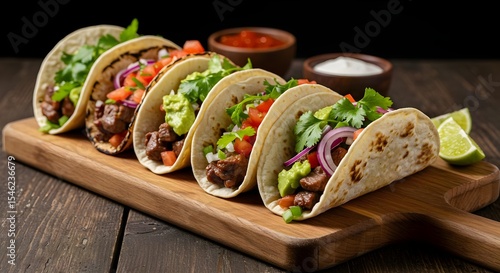 Tacos, Beef tacos, Mexican food, Delicious Beef Tacos with Guacamole and Salsa