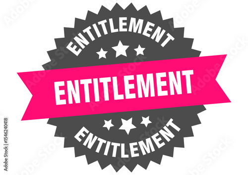 entitlement. entitlement round pink label isolated on transparent background