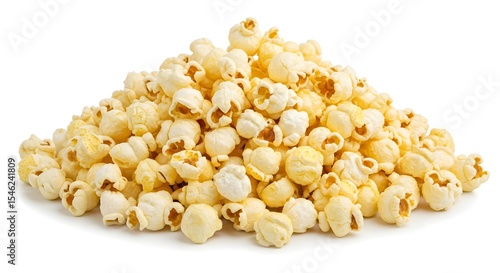 Popcorn, Buttery popcorn, Pile of popcorn, Buttery Popcorn Pile Isolated on White