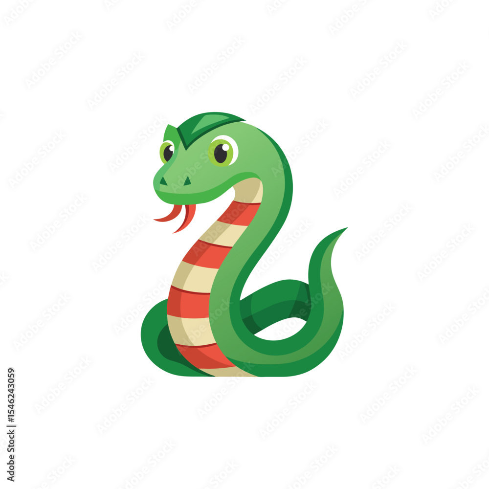 Naklejka premium Flat and Minimal a snake vector illustration isolated on white background