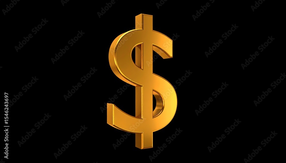 Gold Dollar Sign with 3D, Finance, Currency, and Money. Gold Dollar Sign with 3D, Finance, Currency, and Money.