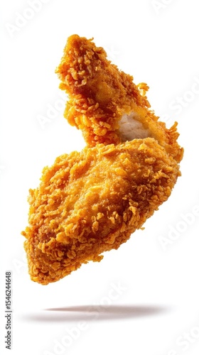 Crispy fried chicken wings isolated on white background, levitating food concept