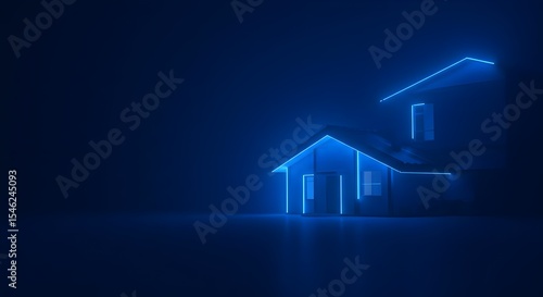 House, Home, Building, Neon House at Night