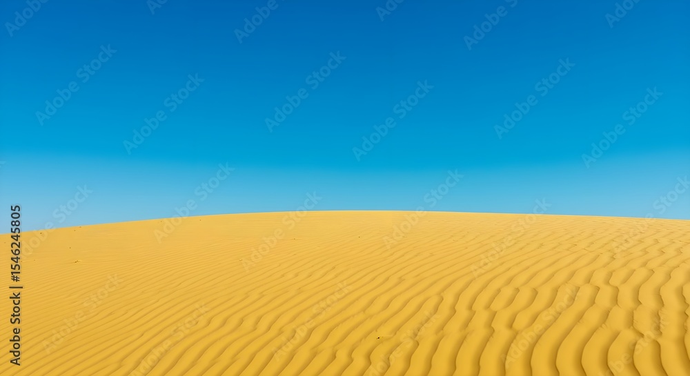 Naklejka premium Desert, Dunes, Sand, Golden Desert Dunes Under a Vivid Blue Sky