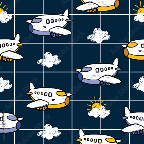 airplane flying high seamless doodle vector   