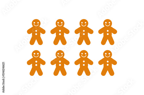 different gingerbread man icon sets on white 