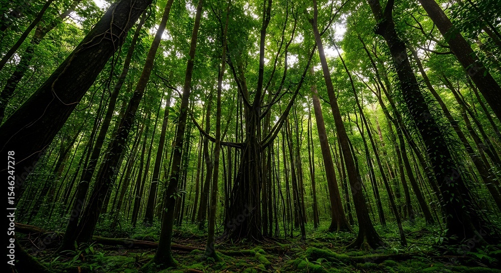 Fototapeta premium Lush Green Canopy: A Majestic Forest Scene