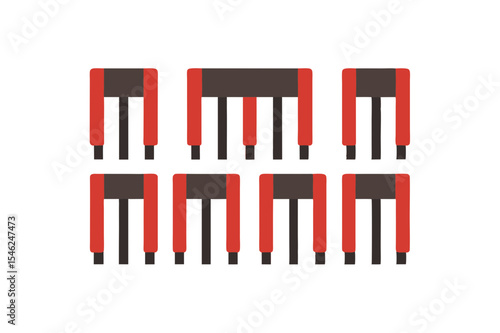 different piano keyboard icon sets on white 