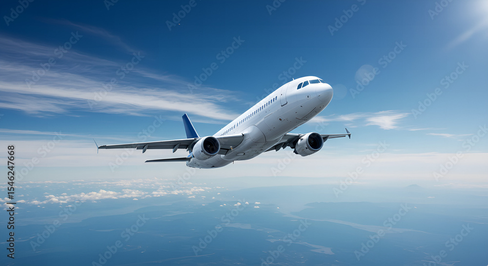 Obraz premium Airplane Aircraft Jet Flying akeoff Sky Clouds Aviation Travel Flight Airline Transportation Blue sky Commercial aviation Freedom