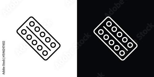 Blister drug pack icon in black. flat graphic vector icon