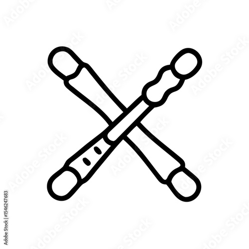 Crossed massage sticks in minimalist line art design  