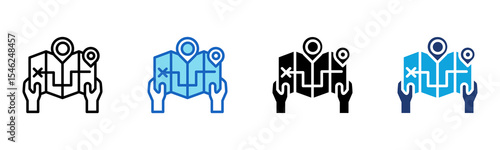 Adventure Map icon Multi Style Vector Illustration 