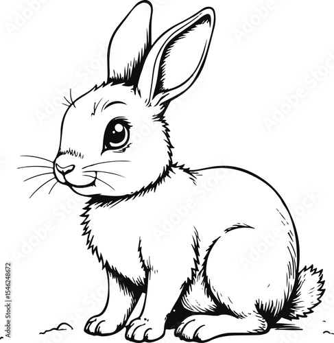 Bunny's Gentle Gaze: An adorable bunny with long ears and delicate whiskers, poised in a cute pose, looking with an innocent expression, brings warmth and tenderness to any visual project.