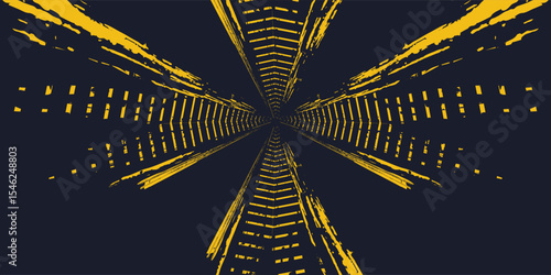 Tire trace track. Abstract wheels braking distances, tread silhouettes brushes. Isolated car or motorcycles vector trails.