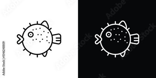 Blowfish icon in black. flat graphic vector icon