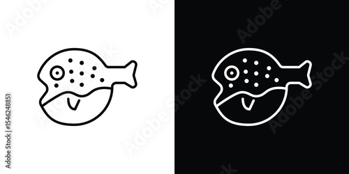 Blowfish icon in black. flat graphic vector icon