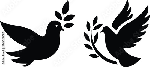 Dove of Peace Vector Classic Peace Symbol and Bird Icon design 