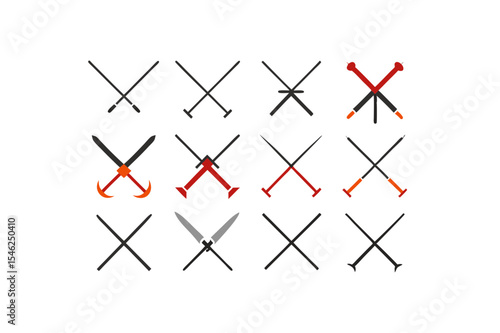 different-fencing-sword-icon-sets-on-white
