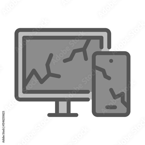 broken electronic filled outline icon. broken gadget color line illustration.
