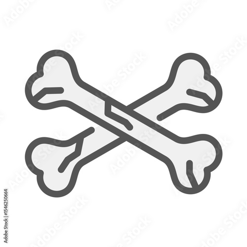 bone waste filled outline icon. organic waste color line illustration.