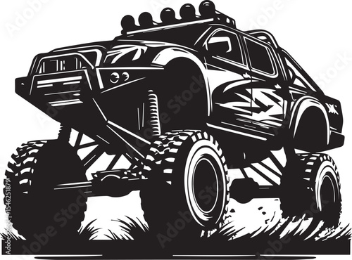 offroad racing truck silhouette vector illustration
