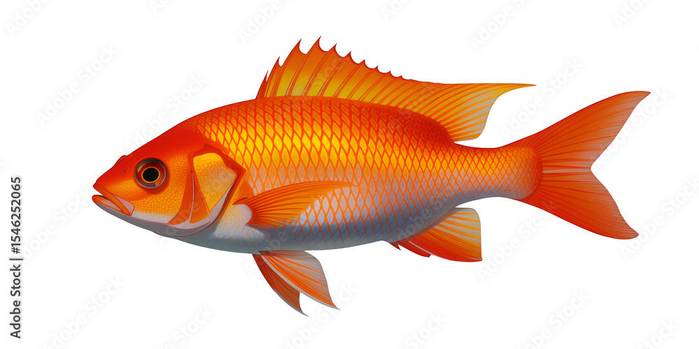 Vermilion Goldfish on Transparent, Aquatic Design Element Vermilion Goldfish on Transparent, Aquatic Design Element