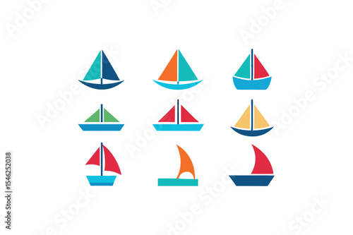 different-sailing-boat-icon-sets-on-white