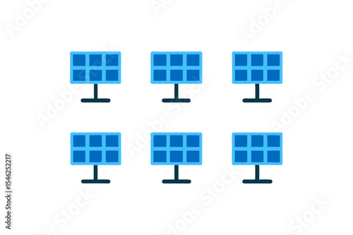 different-solar-panel-icon-sets-on-white-