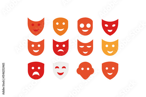 different-theater-mask-icon-sets-on-white