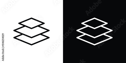 3 Layer icon in black. flat graphic vector icon