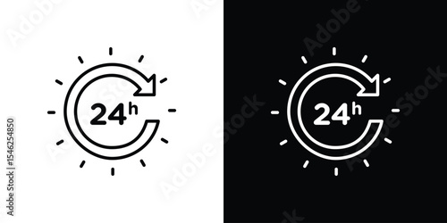 24 Hrs icon in black. flat graphic vector icon