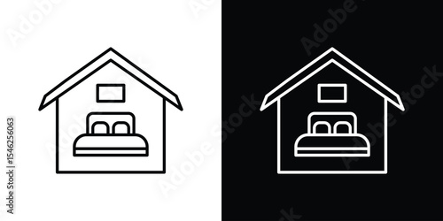 Accomodation icon in black. flat graphic vector icon