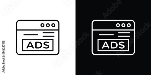 Ad icon in black. flat graphic vector icon