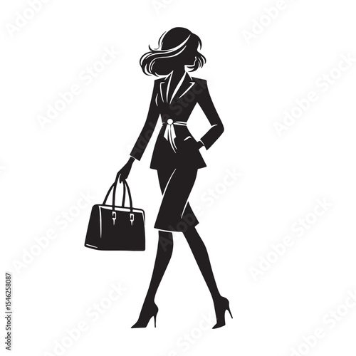 Youthful walking lady Person Moving with Quickness and Energetic Lightness - Walking Woman silhouette - Walking woman Vector - Silhouette of walking woman
