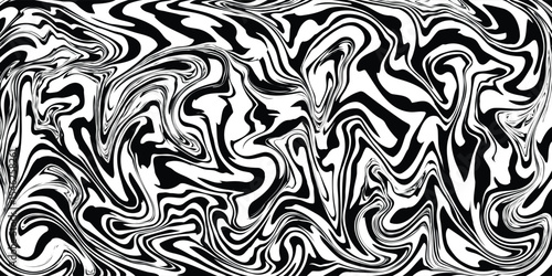 Abstract hypnotic pattern with black-white striped lines. Psychedelic background. Op art, optical illusion. Modern design, graphic texture.